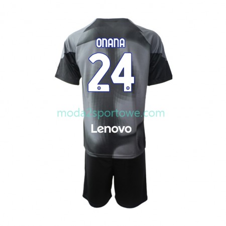 Koszulka Inter Mediolan Andre Onana 24 Bramkarska Dziecięcy Domowe Stroje Piłkarskie 2022/23 Krótki Rękaw